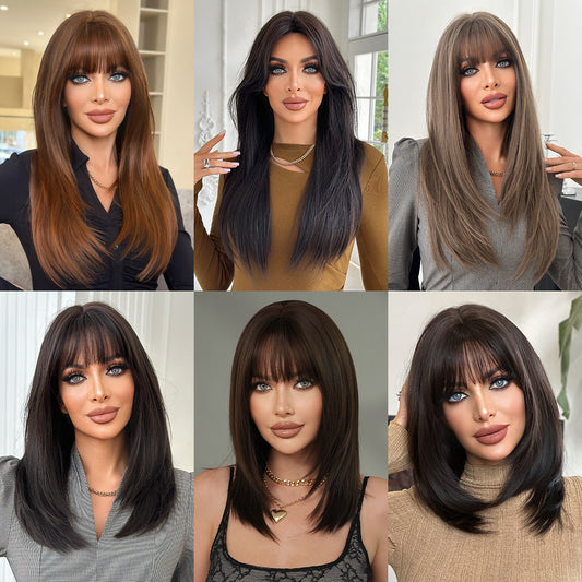 Women's Natural Hair High-level Artificial Hairstyle Bangs Long Straight Wig