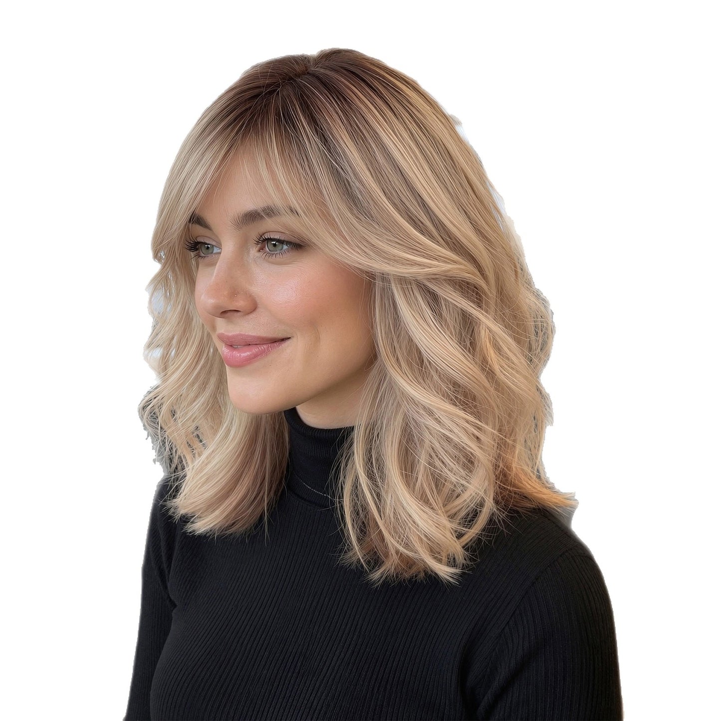 Golden Brown Mechanism Head Cover High Temperature Wig Short Curly Hair