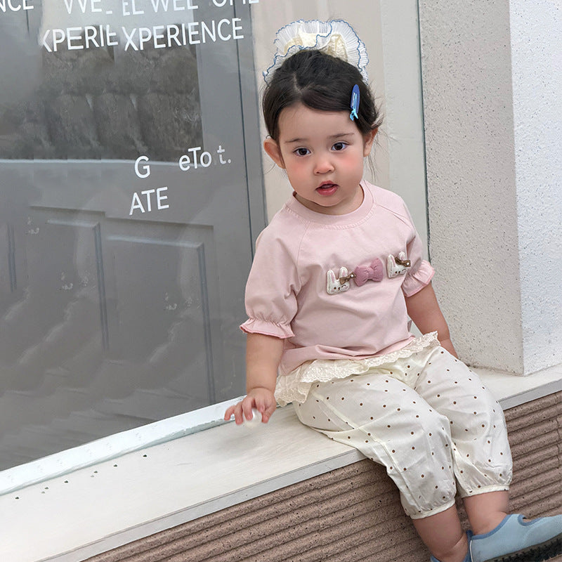 Style Clothes For Babies Thin Clothing Short Sleeve Cartoon Children's Suit