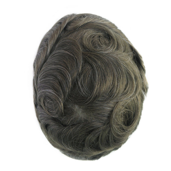 Men's Leather Hand Crochet V Needle Hairpiece Men's Wig
