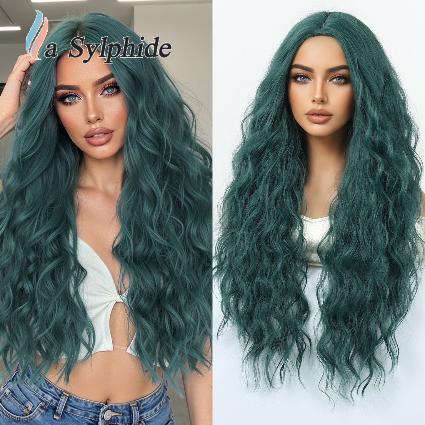 Braid Dark Brown Gradient Medium Curly Hair Fiber Chemical Wig Long Curls