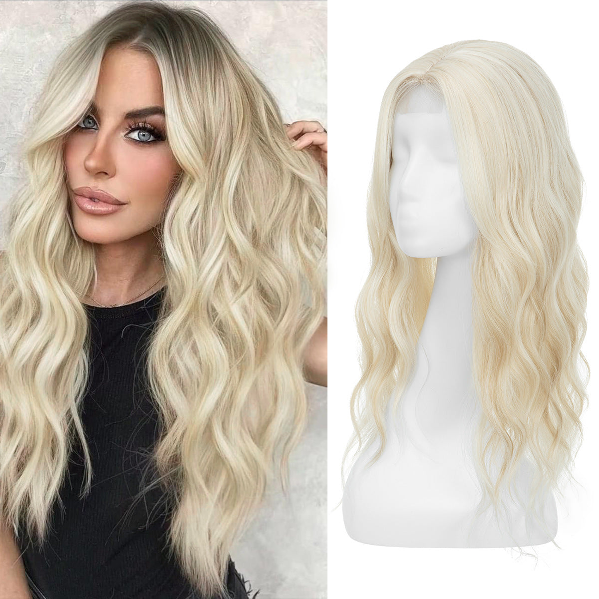 Natural Fluffy High Skull Top Hairpiece Big Wave Curly Wig