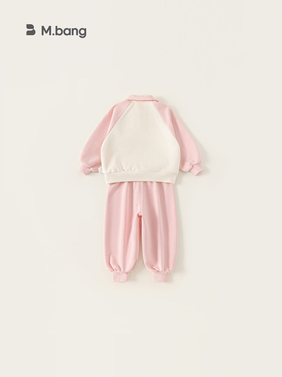 Children's Clothing Pink Sportswear Collar Top Ankle Children's Suit