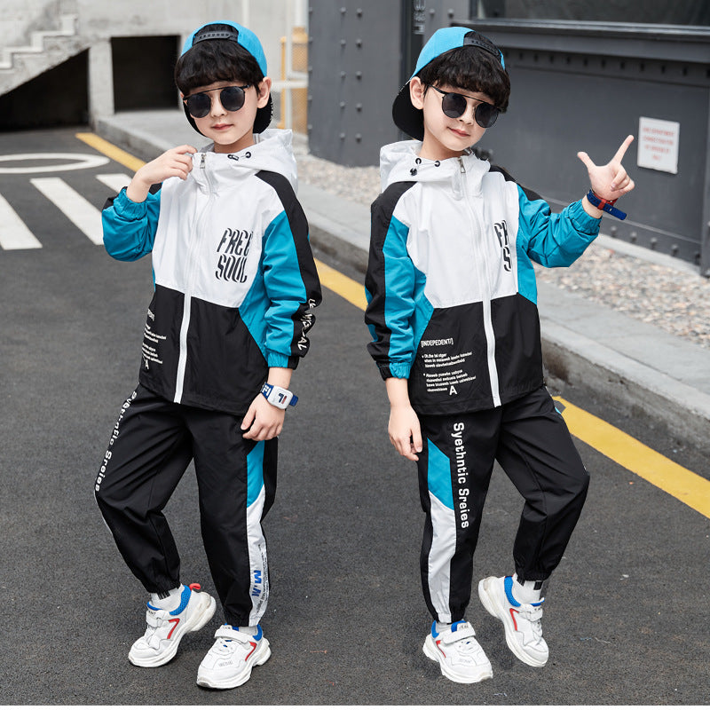 Children's Medium Large Sports Two Piece Set Handsome Fashionable Children's Suit