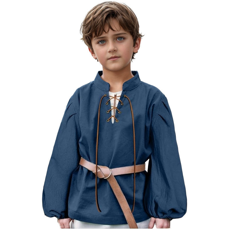 Medieval Stand Collar Shirts Boys Pirate Children's Shirt
