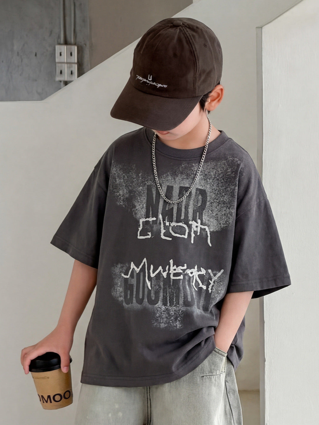 Children's Boy's Short-sleeved Summer Loose Top Boys Middle Children's T-shirt