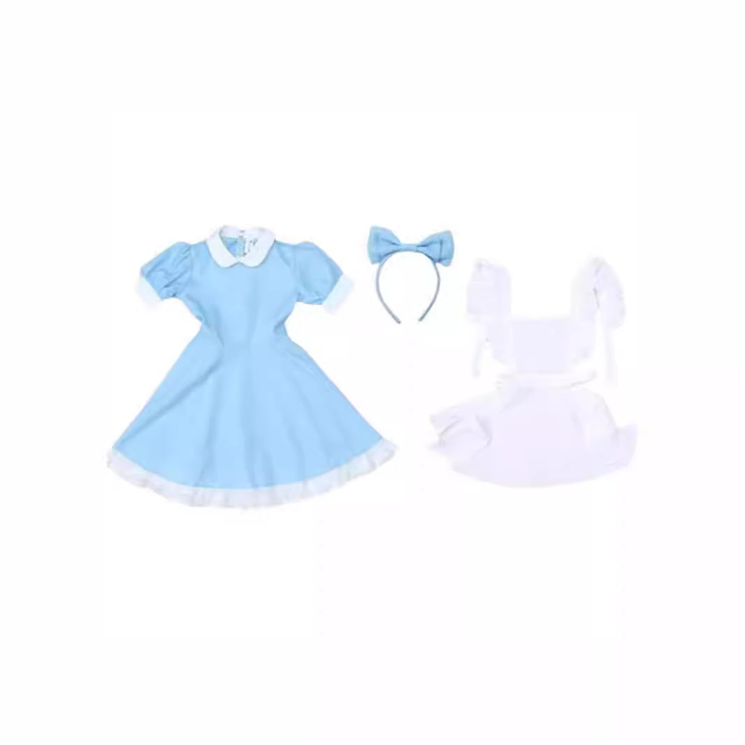In Wonderland Maid Costume Blue White Clothes Birthday Princess Hair Children's Dress
