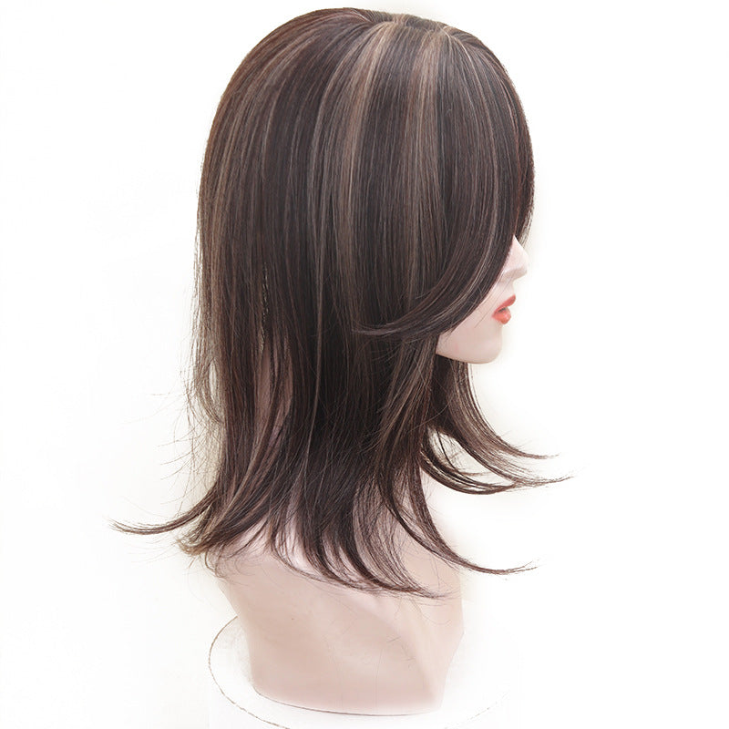 Highlight Gradient Head Bangs Hair Supplementing Piece Wig