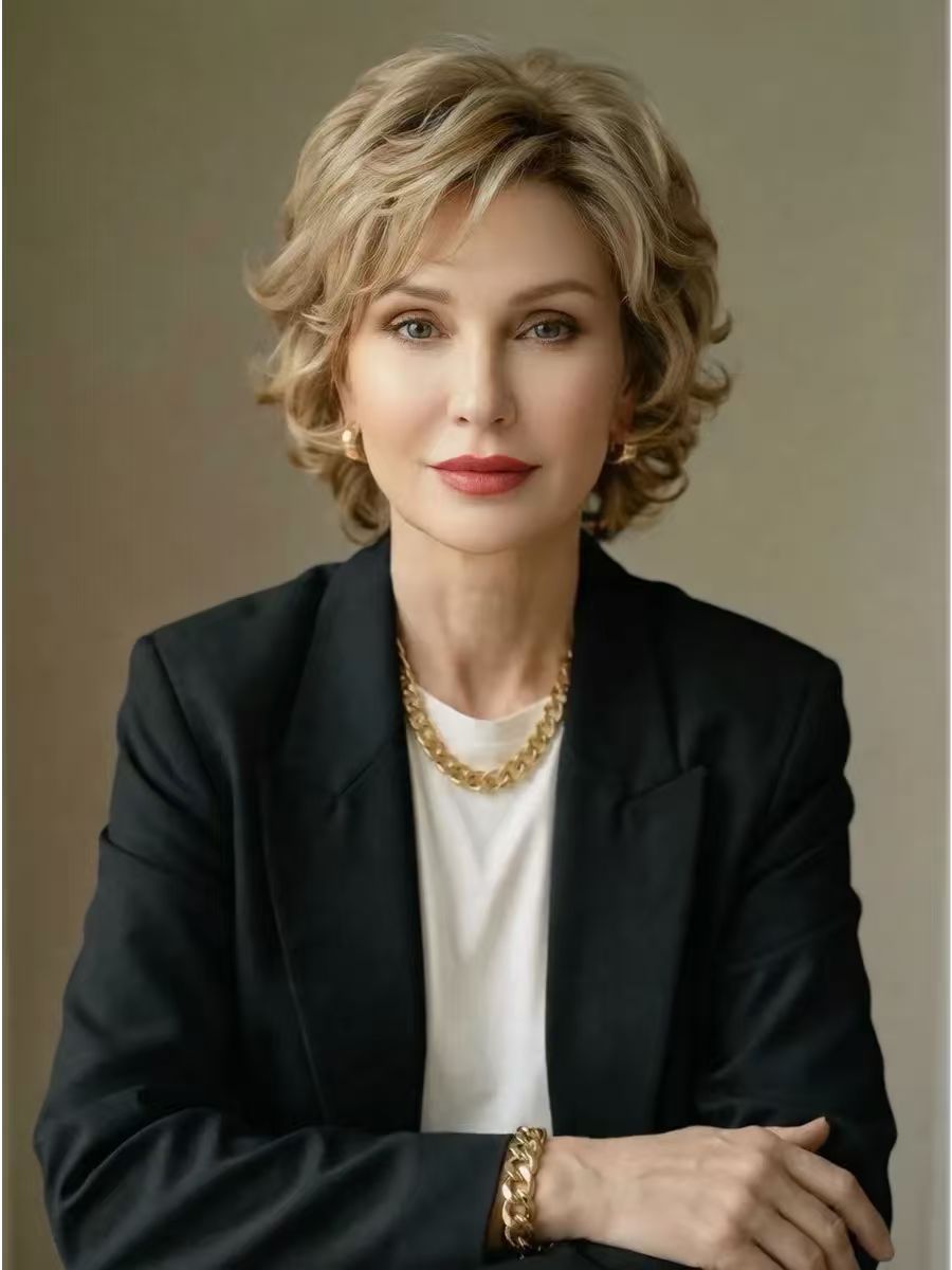 Women's Fashion Side Bangs Chemical Fiber Wig Short Curly Hair
