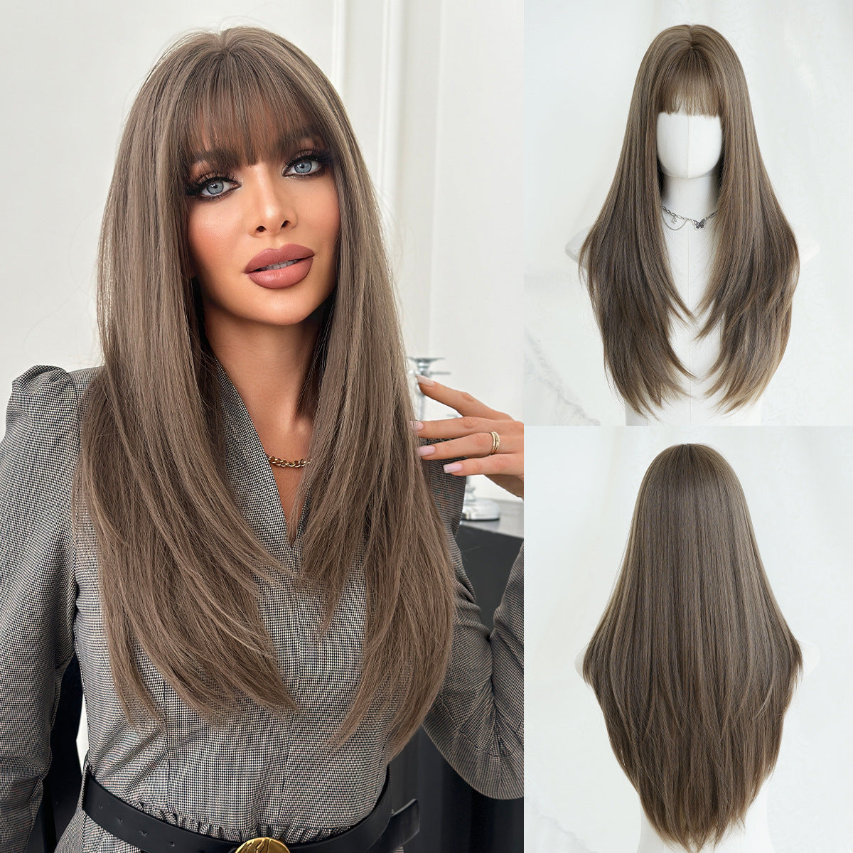 Women's Natural Hair High-level Artificial Hairstyle Bangs Long Straight Wig