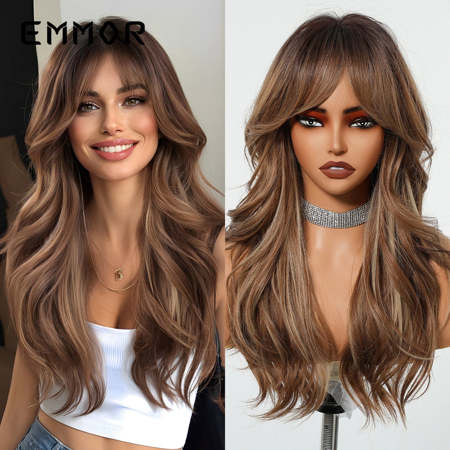 Type Bangs Curly Natural Fashion Top Wig Long Curls