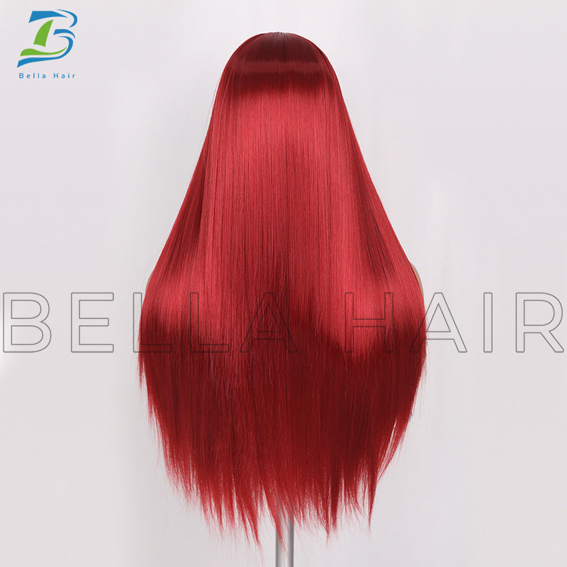 Women's Mid-length Fashion Inch Red Chemical Fiber Long Straight Wig