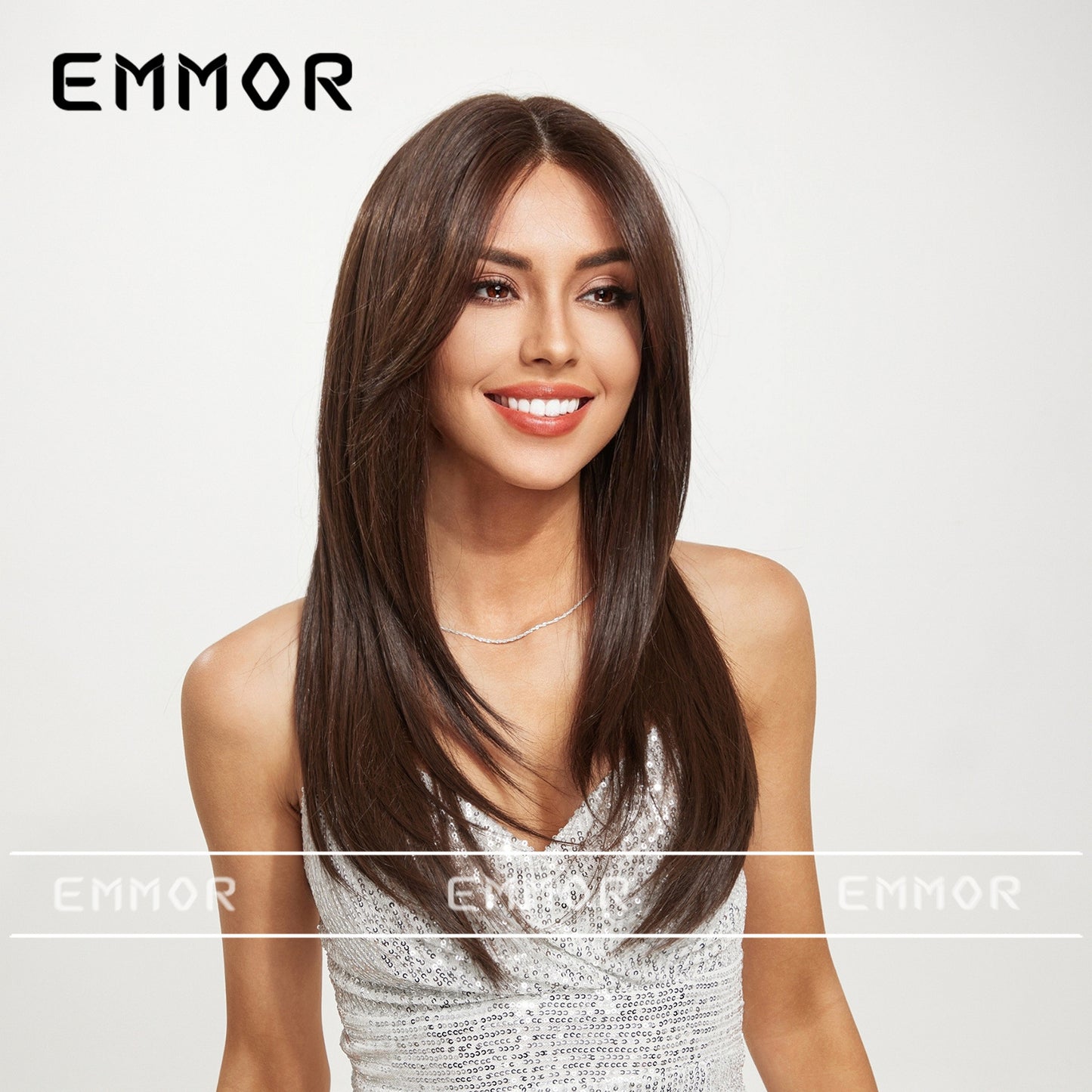 Area Lace Medium Black Brown Hair Fashion Long Straight Wig