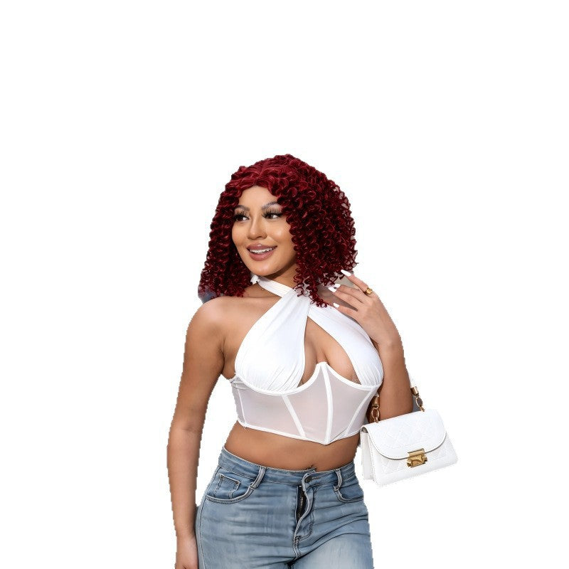 Popular Afro African Small Lace Medium Fashion Fluffy Free Wig Short Curly Hair