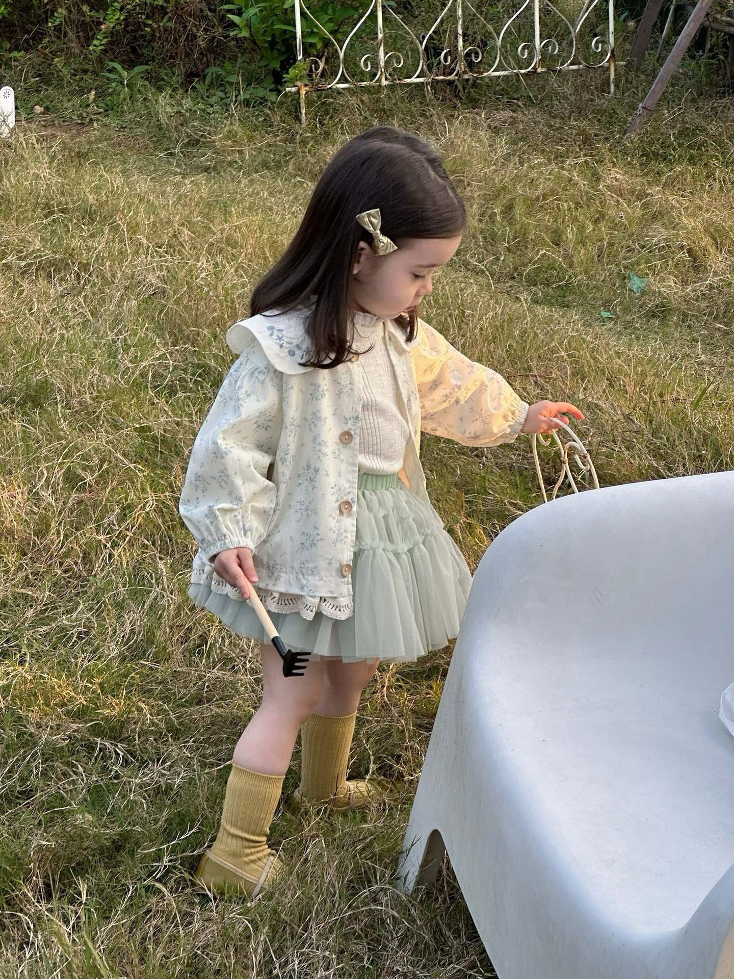 Children's Floral Coat Bottoming Shirt Mesh Short Skirt Children's Suit