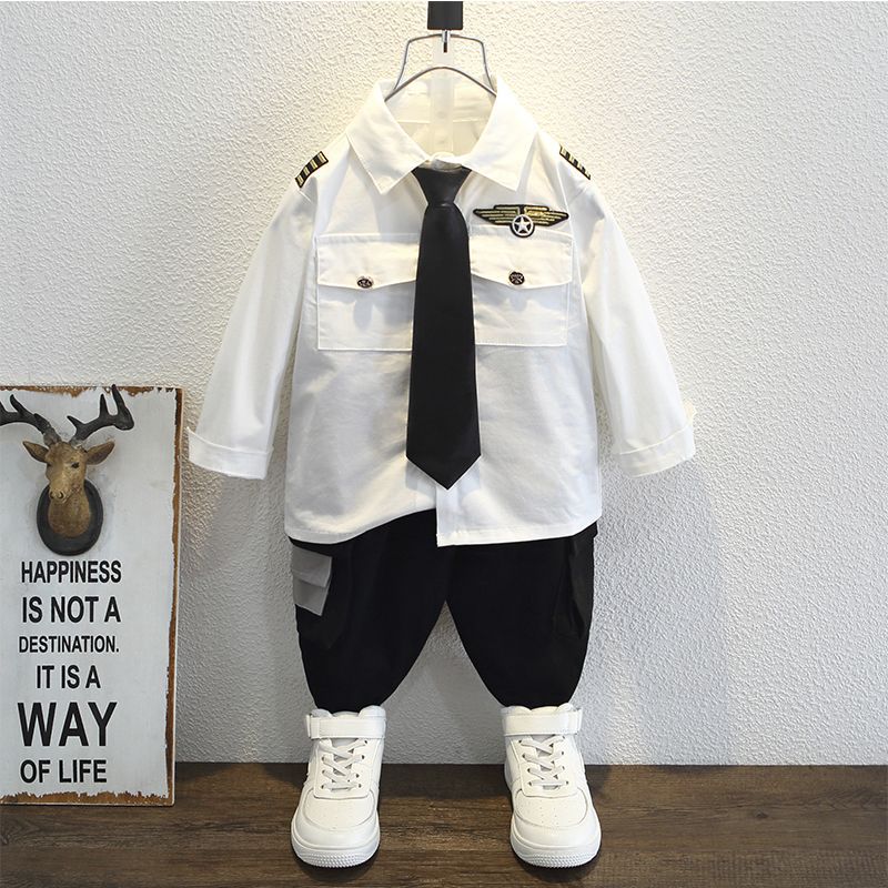 Children's Captain Clothing Fashion T-shirt Summer Clothes Children's Suit