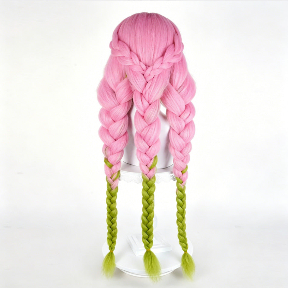 Mi Glass Love Column Pink Green Cos Wig