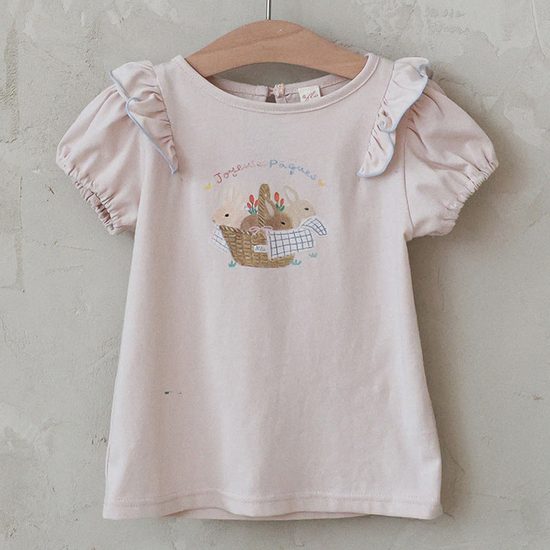 Strawberry Shan Western Style Bubble Sleeve Cartoon Children's T-shirt