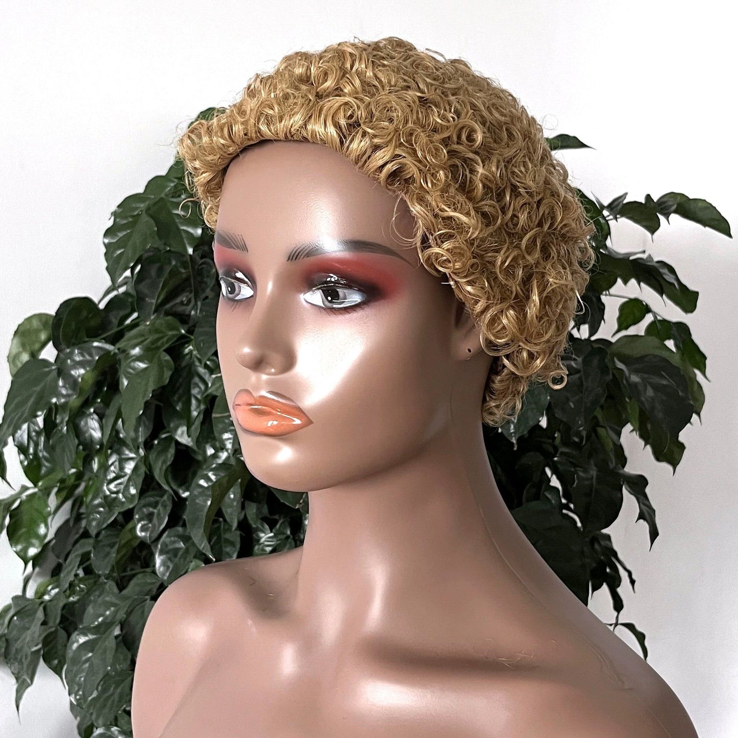 Curls Head Cover African Curly Short Real Hair Wig