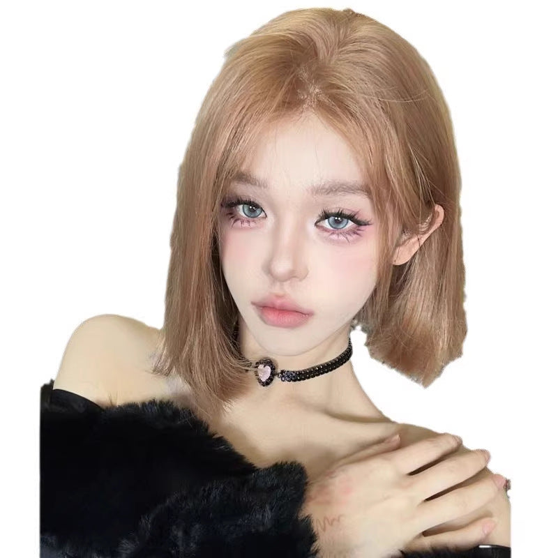 Women's Coney Small Lace Hot Summer Thin Temperament Mid-point Daily Full Wig Short Straight Hair