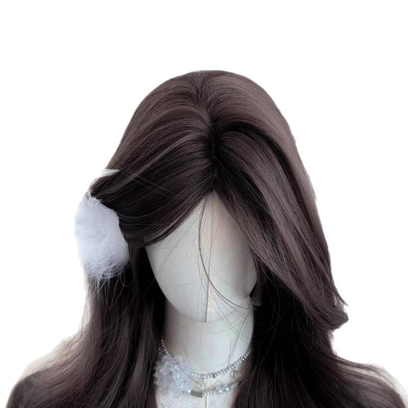 Female Bangs Big Wave Daily Fluffy Lazy Curly Hair Square Wig Long Curls