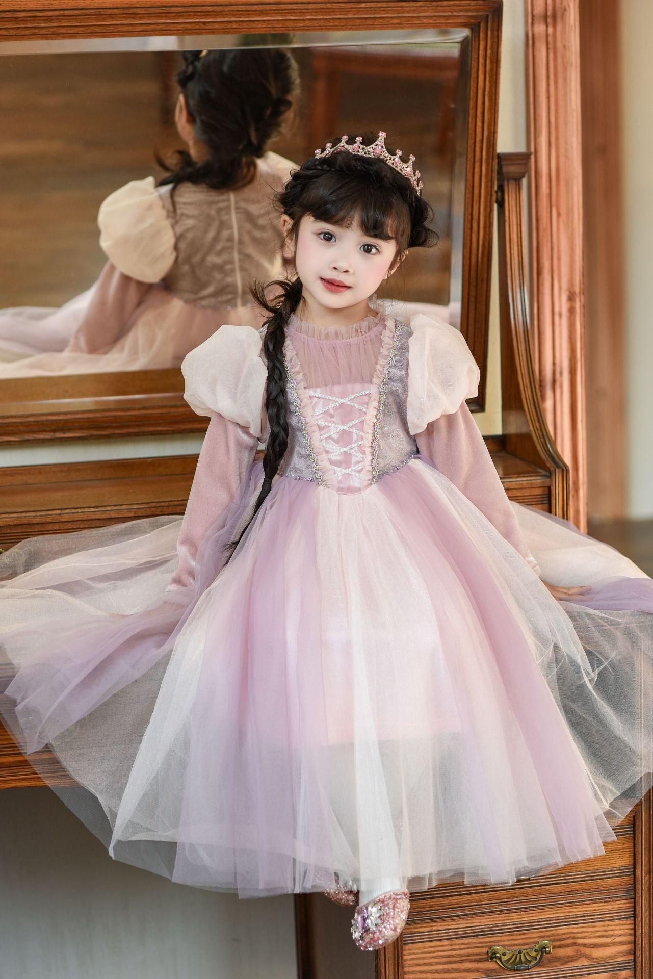 Children's Birthday Bubble Princess Autumn Luminous Gauze Children's Dress