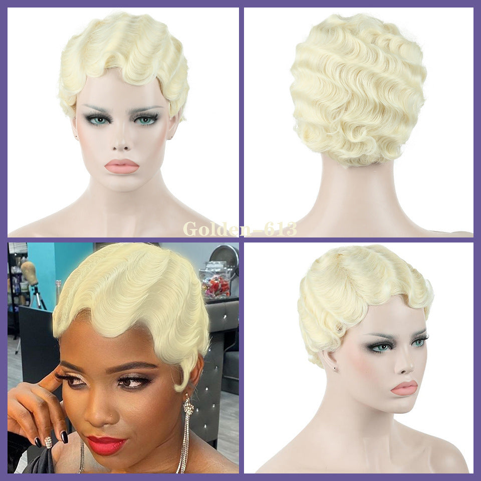 Women's Water Ripple Head Cover For Fiber Wig Short Curly Hair