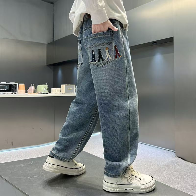 Boy's Jeans Casual Loose Fashionable Teens Children's Pants