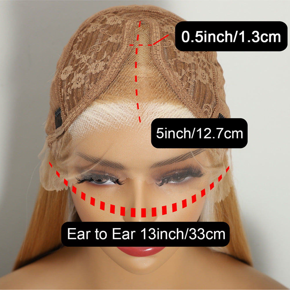 Front Lace Hand-woven Chemical Fiber Hair Hood Hd Long Straight Wig