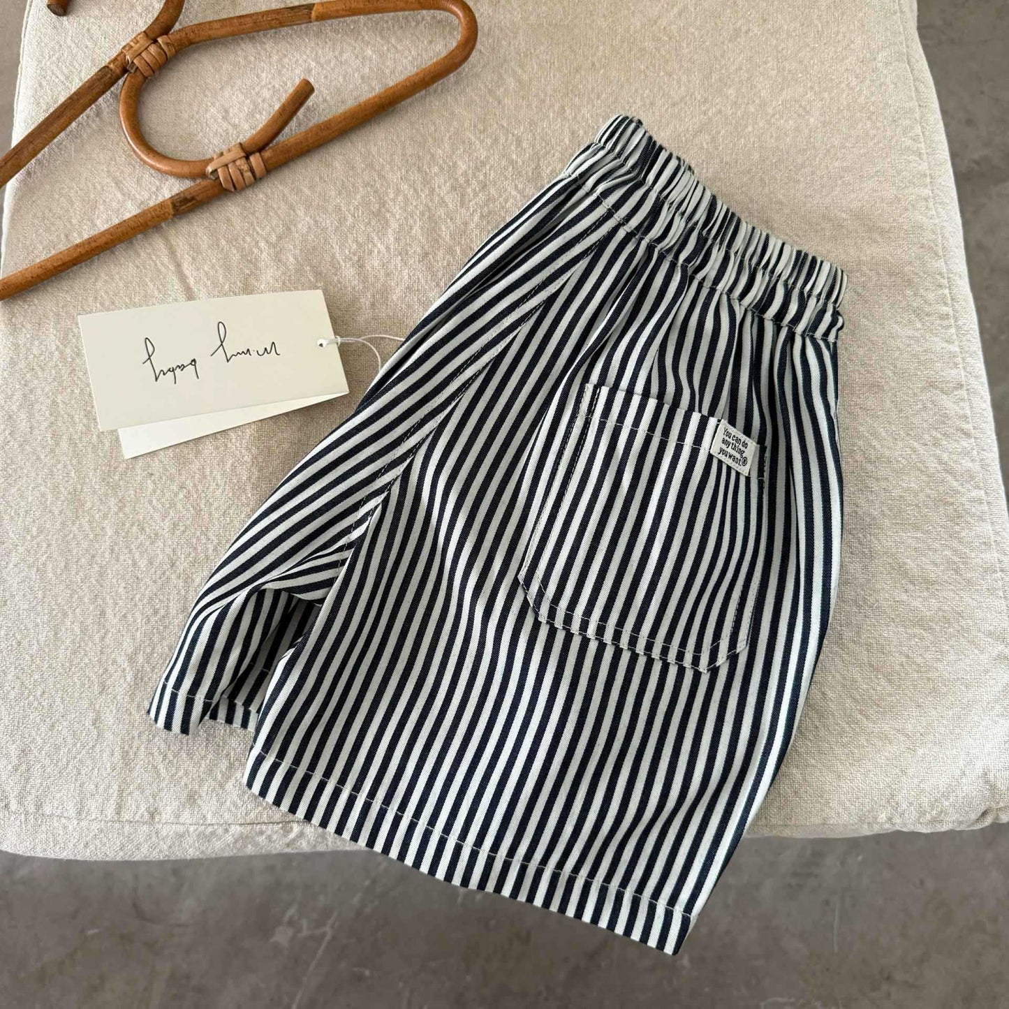 Women's & Men's Shorts Summer Solid Color Middle Striped Fashion Breathable Knee Children's Pants