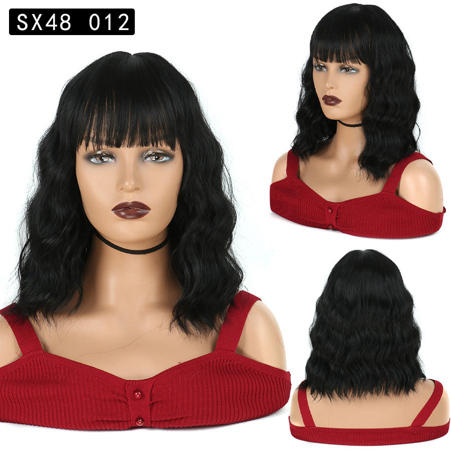 Corn Curler Headband Bangs Fiber Water Wig Short Curly Hair