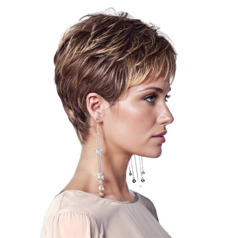 Women's Curly Grandma Sheath Fashion Headgear Wig Short Straight Hair
