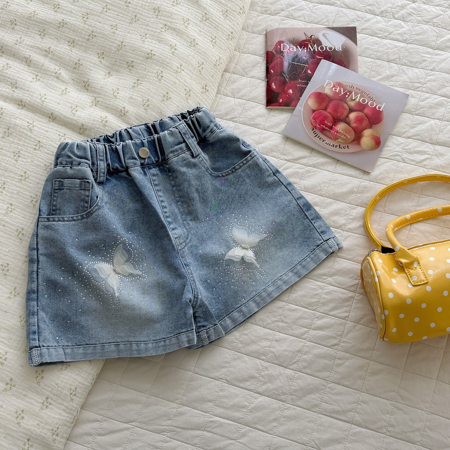 Children's Thin Denim Shorts Outer Wear Butterfly Children's Pants