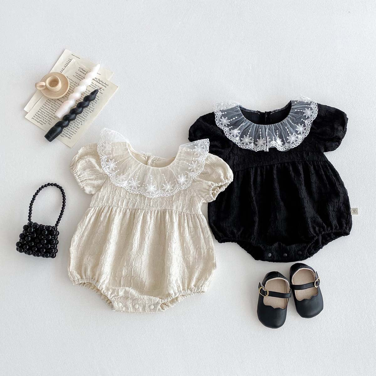 Style Western Summer Short Sleeve Jumpsuit Lace Peter Pan Collar Jumpsuit, Climbing Suit