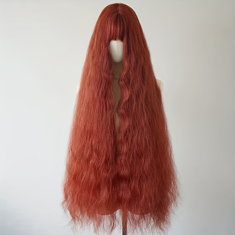 Female Orange Hair Corn Small Mori Wig Long Curls
