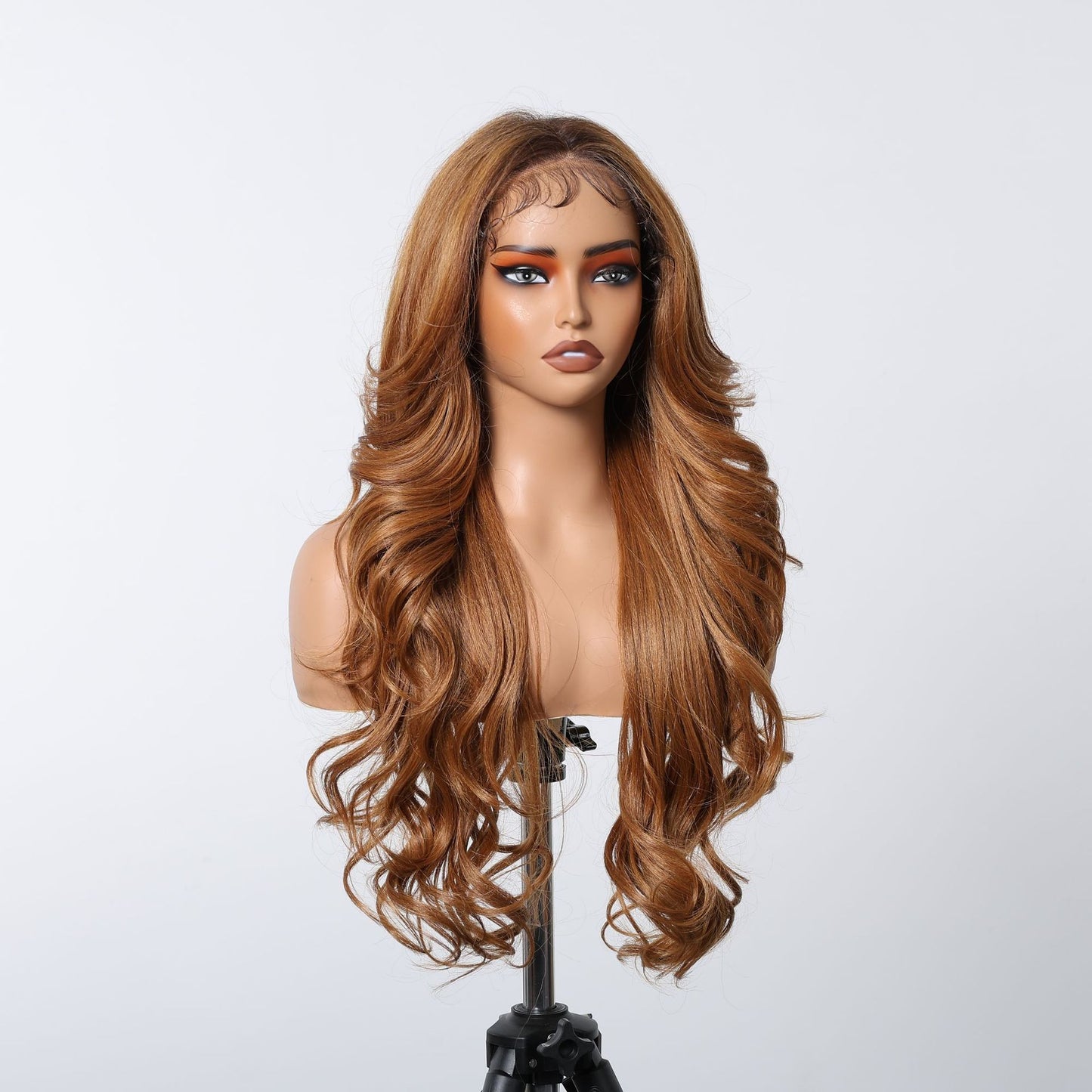 Area Lace Imported Matte Fiber Wine Red Free Sewing Curly Wig Long Curls