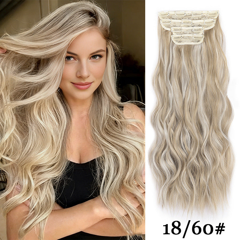 Hairpiece Clip Hair Extension Card Invisible Wig Long Curls