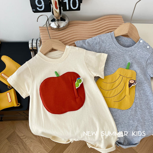 Patch Jumpsuit Summer Boys Korean Style Fruit Clothes For Babies Jumpsuit, Climbing Suit