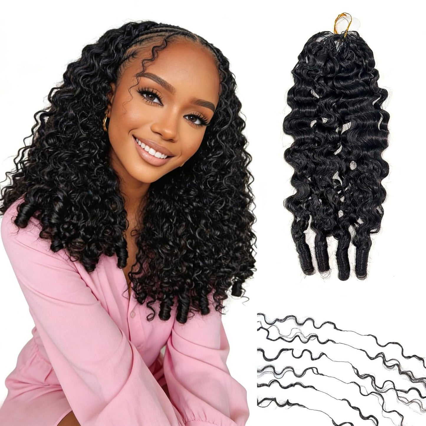 Feather Extension Qu Human Crochet Knotless Real Hair Wig