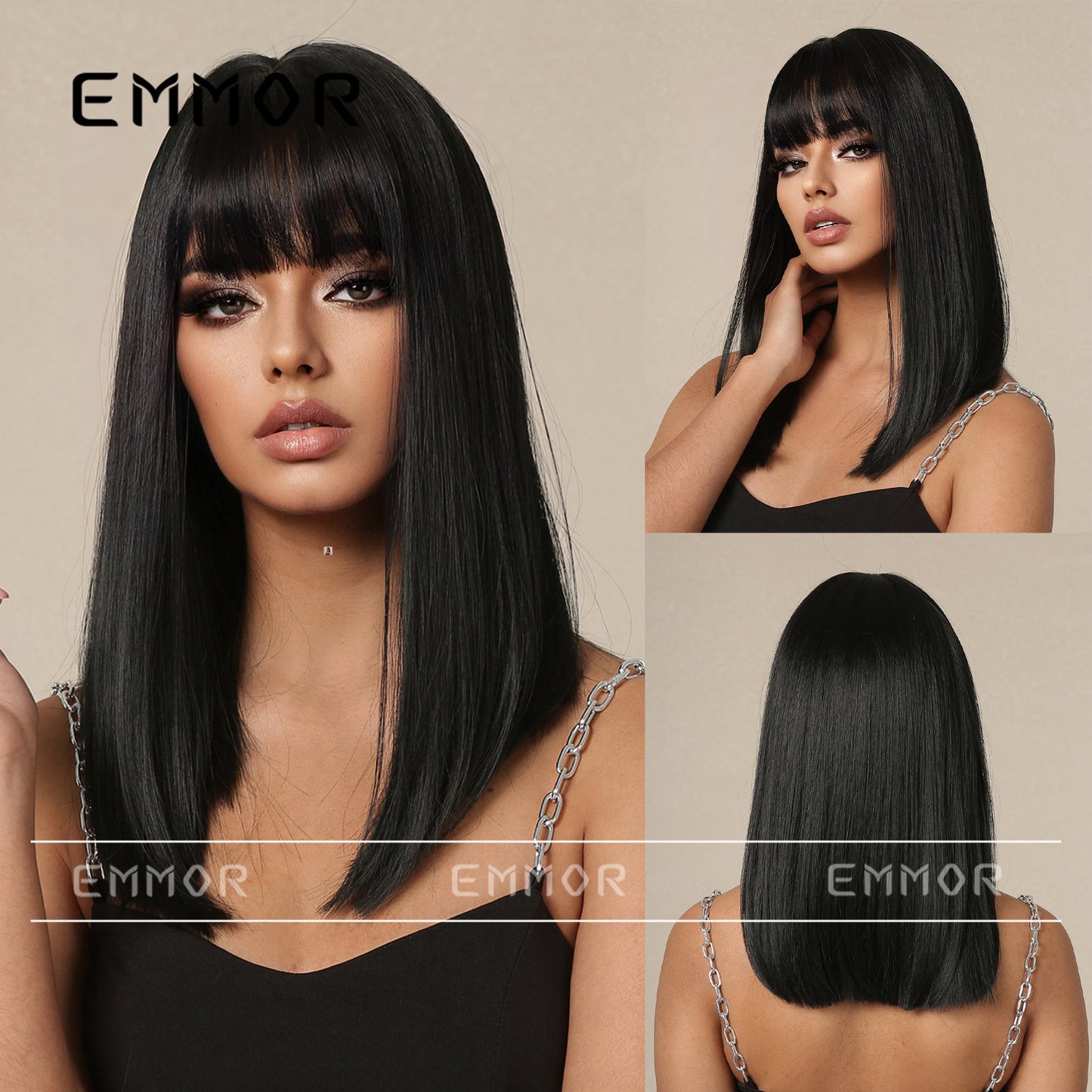 Female Summer Hair Natural Mid-length Fashion Air Bangs Long Straight Wig