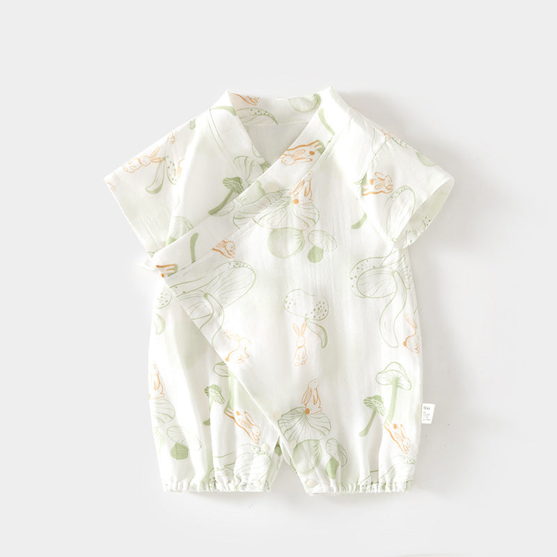 Jumpsuit Summer Romper Short Sleeve Bamboo Fiber Air Conditioning Jumpsuit, Climbing Suit