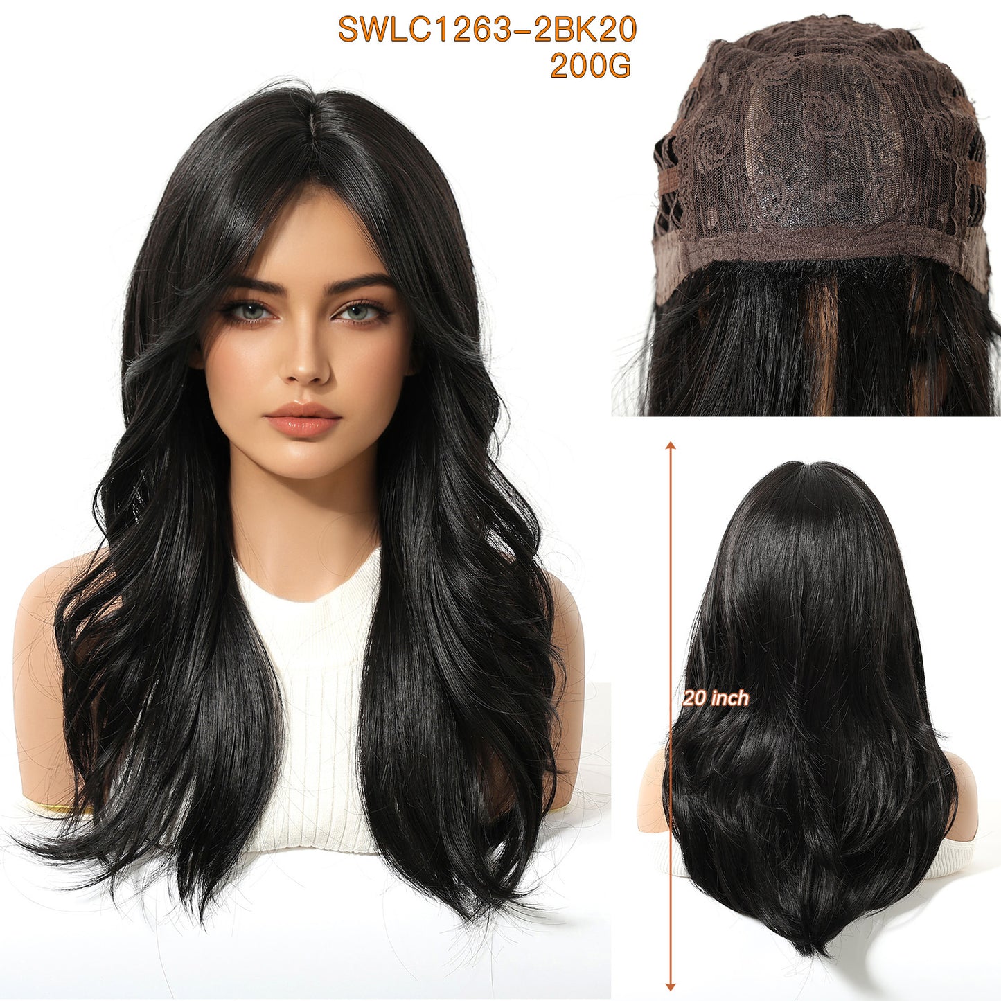 Women's Head Cover Bangs Light Brown Curly Hair Black Multicolor Mechanism Wig Long Curls