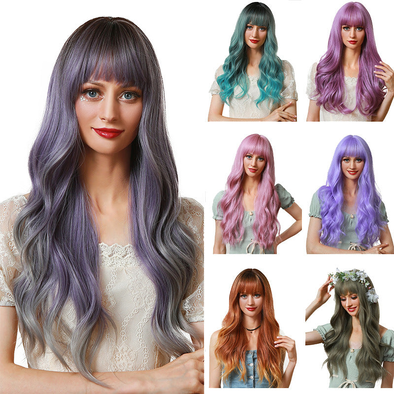 Christmas Halloween Festival Anime Style Air Bangs Big Wave Multiple Wig Long Curls