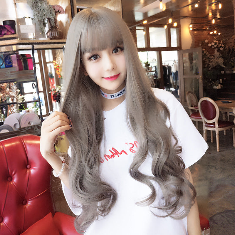 Net Female Curly Hair Air Bangs Wig Long Curls