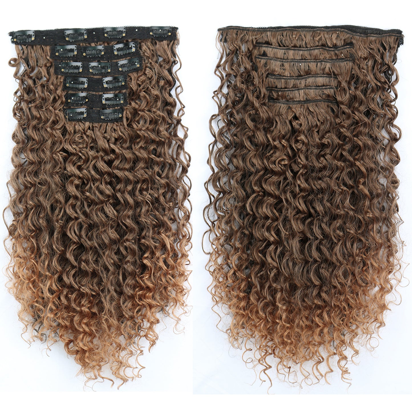 Women's Long Curly Hair Clip-on Natural Fashion Black Small Wig