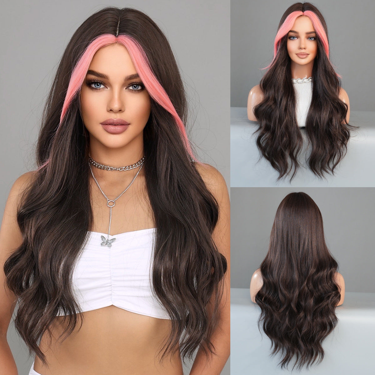 Women's Fashion Mid-point Dyed Curly Hair Sheath Big Wig Long Curls