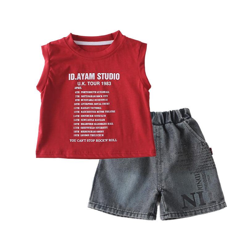 Children's Summer Clothing Cool Handsome Vest Western Style Fried Street Sleeveless Children's Suit