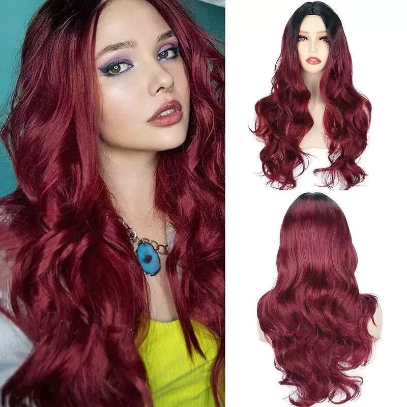 Fashion Front Lace Head Cover African Big Wave Wig Long Curls
