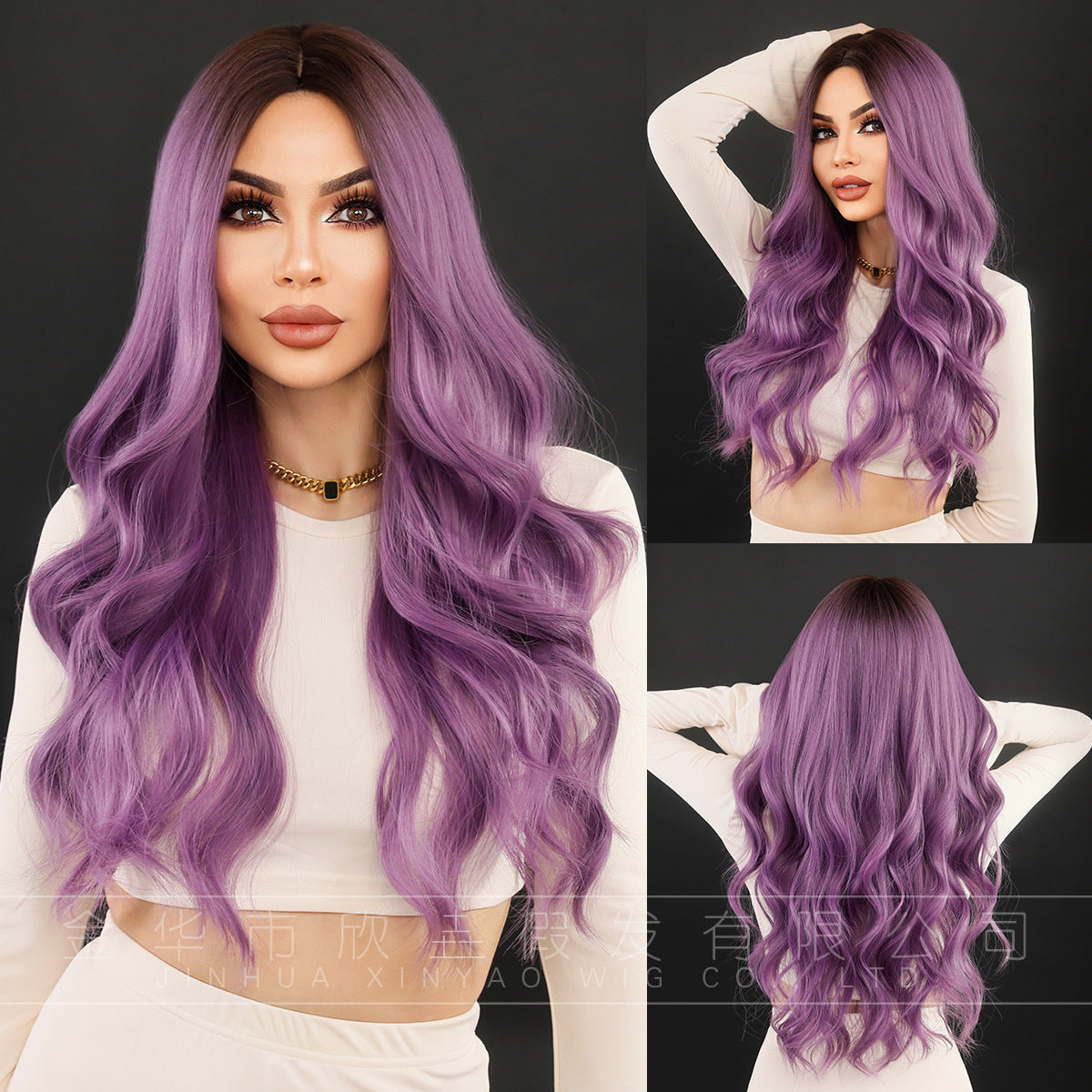 Curly Wigs Middle Part Wavy Synthetic Wig Long Curls