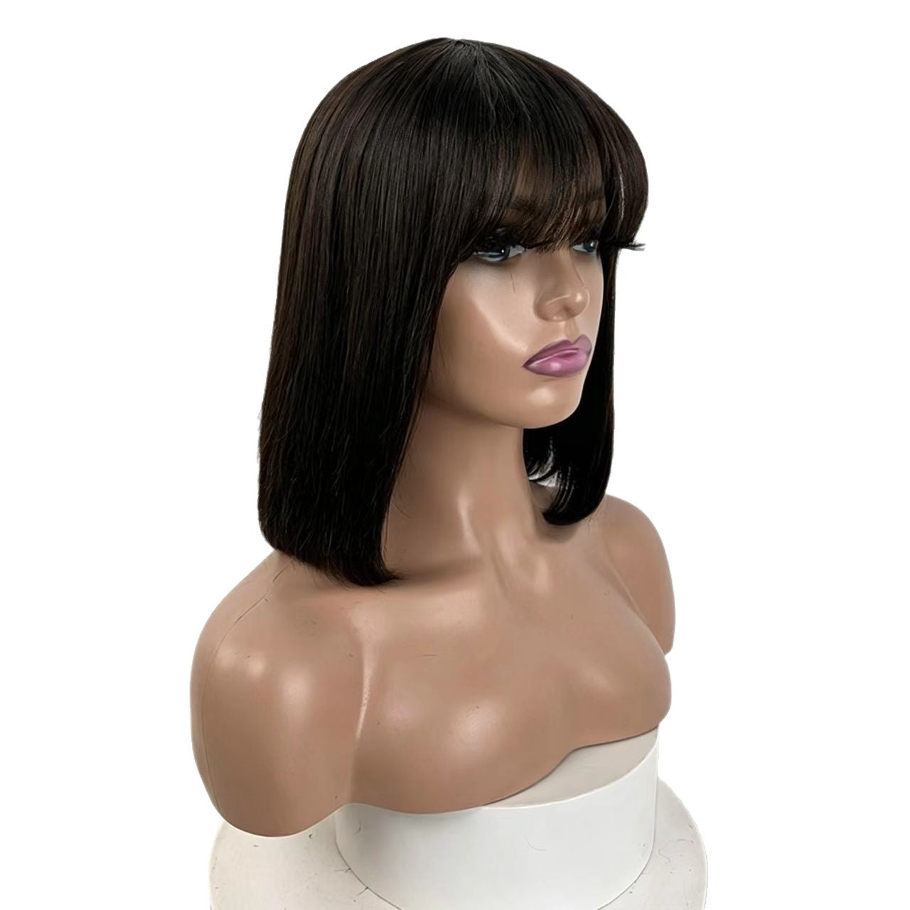 Mechanism Head Cover Real Human Hair Long Straight Wig